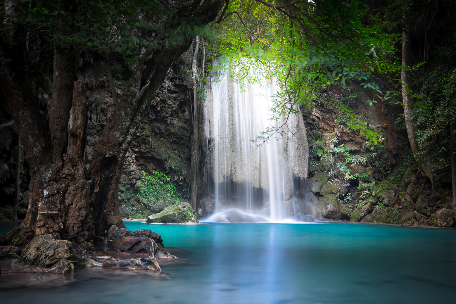 Jungle Landscape with Erawan Waterfall