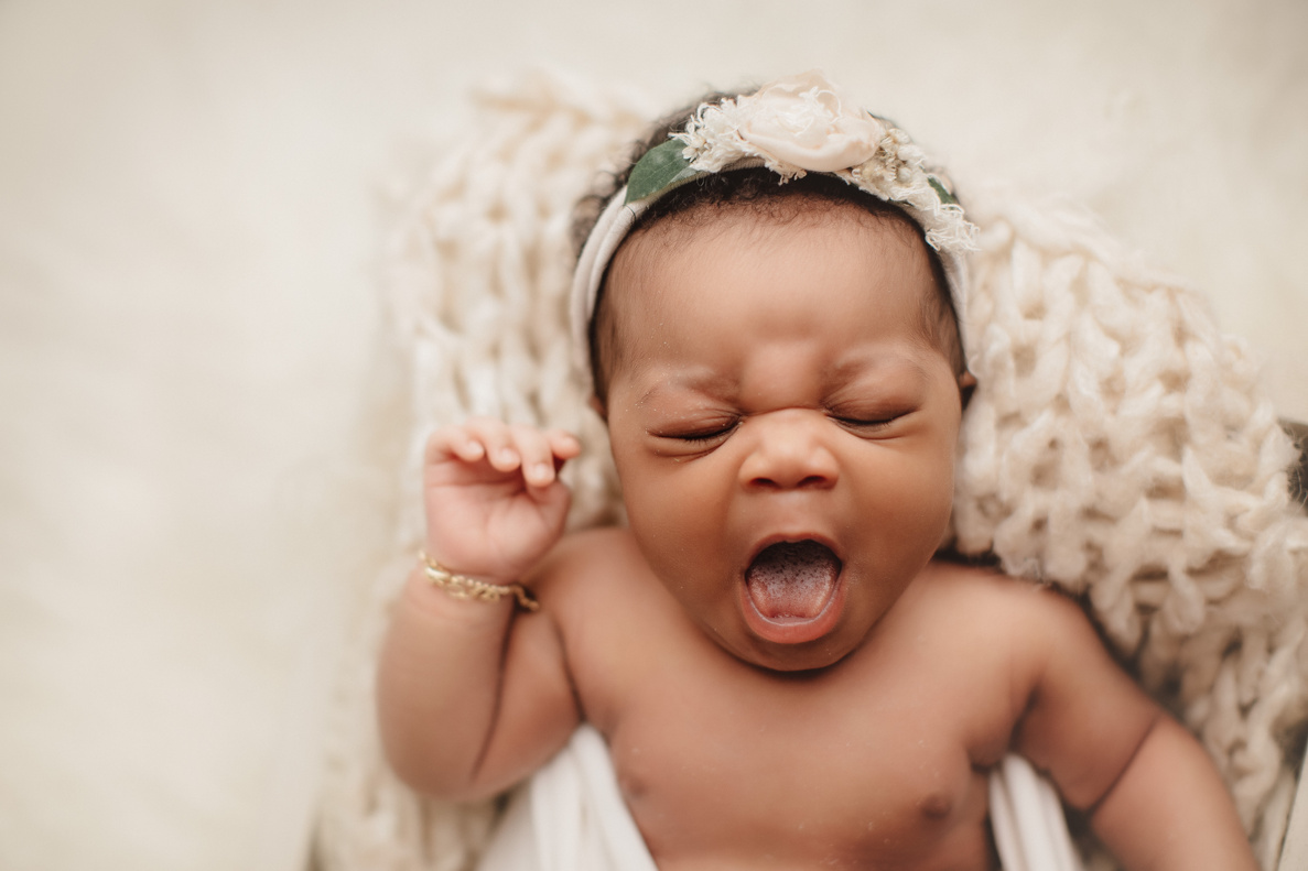 Newborn Baby Crying  in a Studio Shoot 